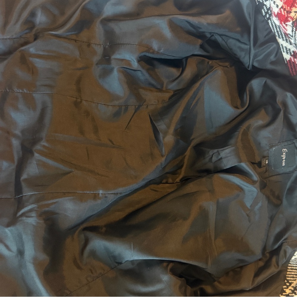 Express Red and Black Plaid Women's Moto Jacket Blazer - Picture 8 of 10